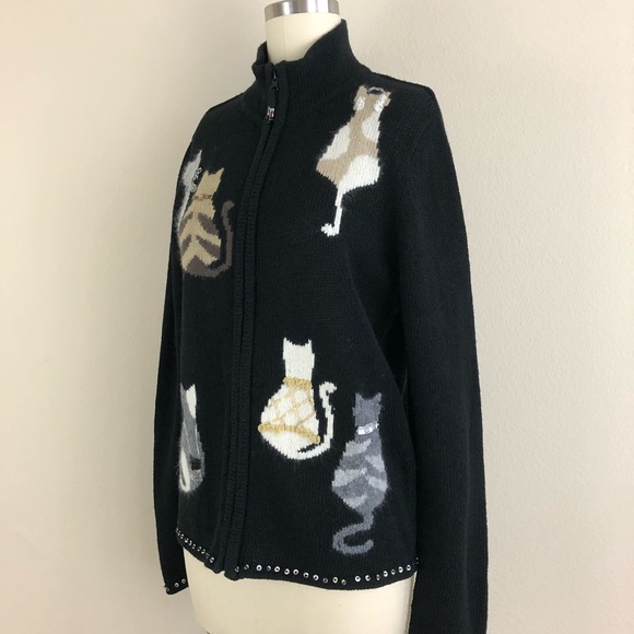 Coldwater Creek Embroidered Cat Cardigan - Picture 2 of 8